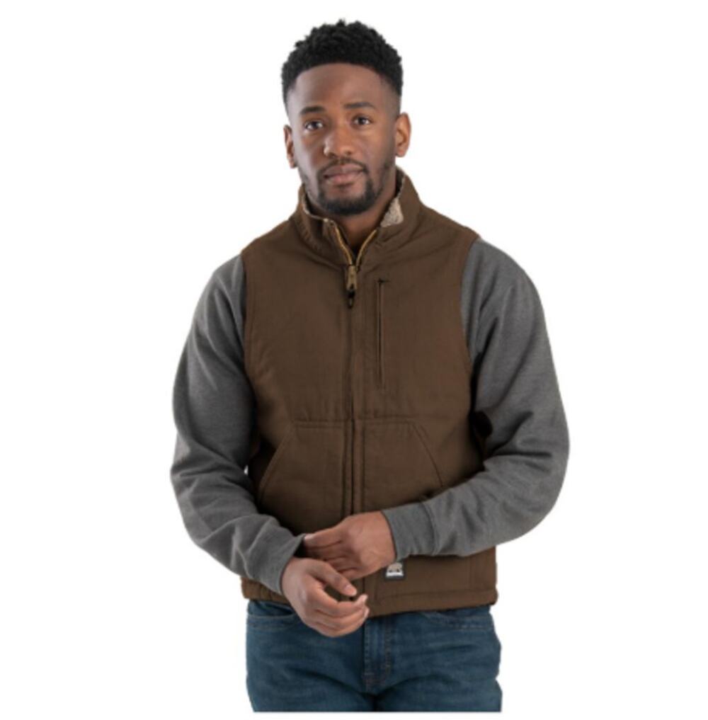 Berne Heartland Sherpa Lined Vest Size XL Reg Canvas Duck Workwear Ranch Chore